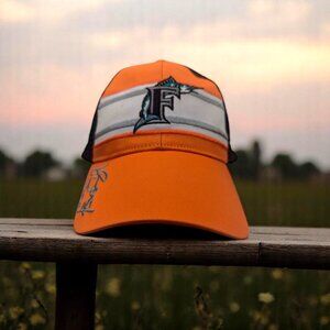 A.J. Burnett Florida Marlins Snapback Trucker Hat Cap MLB SGA Mesh Back Vintage